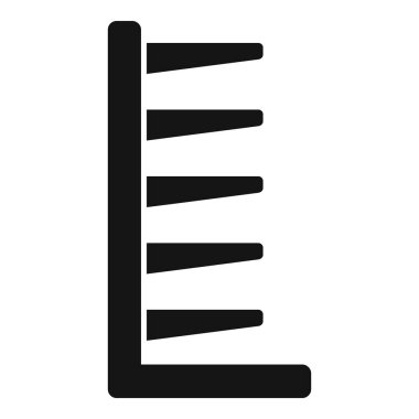 Beş seviyeli siyah metal raf ünitesinin basit simgesi, perakende veya depolama uygulamaları için ideal