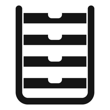 Dosya saklamak için dört çekmeceli bir arşiv dolabının basit simgesi