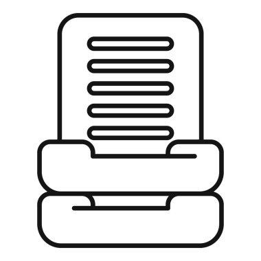 Beyaz arkaplanda izole edilmiş satır simgesi ve taslak biçimi olan ofis tepsisi kağıdı tutma