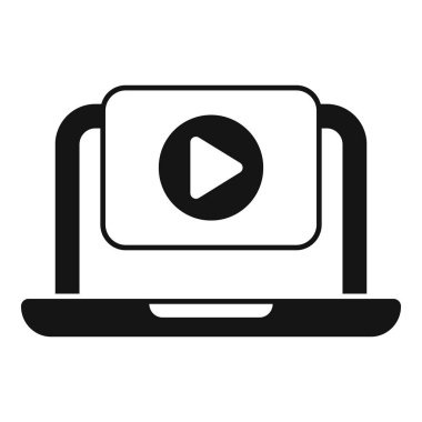 Yayınlanan bir video oynatıcıyı gösteren basit bir dizüstü bilgisayar simgesi