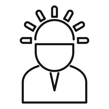 Kafasında ampul olan bir iş adamının çizgi ikonu, yeni bir fikri temsil ediyor.