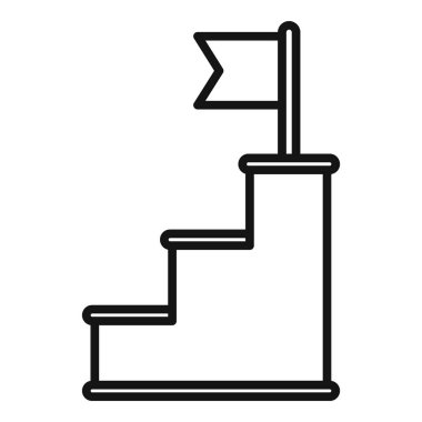 Merdivenler, hedefe ulaşmada başarıyı temsil eden bir bayrağa öncülük ediyor.