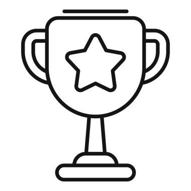 Zafer ve başarıyı temsil eden, üzerinde yıldız olan bir kupanın çizgi simgesi.