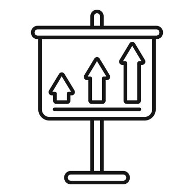 İş büyümesini ve başarıyı temsil eden, yukarı bakan üç oklu bir tablonun basit simgesi
