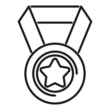 Zafer ve başarıyı simgeleyen bir madalyanın çizgi simgesi.