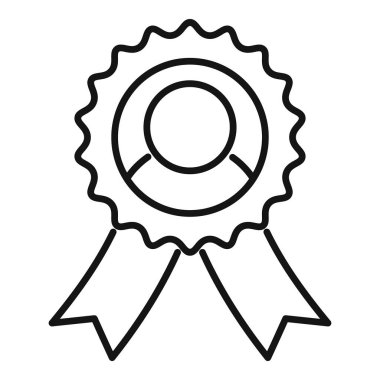 Başarı ve tanınmayı simgeleyen ödül kurdelesinin basit siyah beyaz simgesi