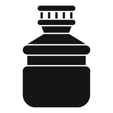 Büyük plastik bir su şişesinin siyah silueti, hidrasyonu, yeniden kullanılabilir konteynırları ve sağlıklı yaşam tarzlarını temsil etmek için ideal.