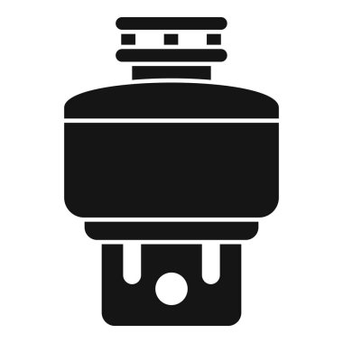 Portatif bütan gazı kamp sobasının kapağı açık siyah beyaz siluet simgesi.