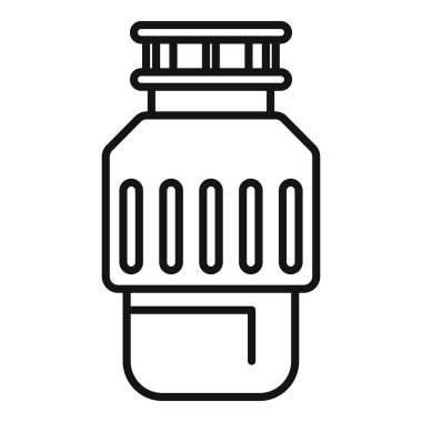 Yeniden kullanılabilir bir su şişesinin çizgi simgesi, sağlıklı bir yaşam tarzını temsil etmek için ideal.