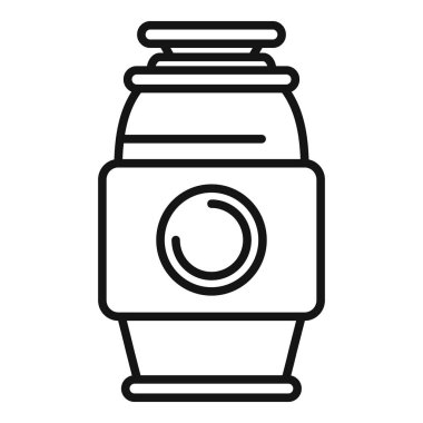 Mutfaktaki organik atıkları geri dönüştürmek için modern bir gıda atık makinesini temsil eden çizgi simgesi