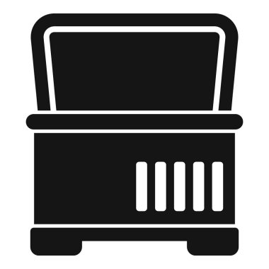 Portatif bir buzdolabının siyah ve beyaz silueti. Kamp yaparken veya dışarıda eğlenirken yiyecek ve içecekleri soğuk tutmak için ideal.