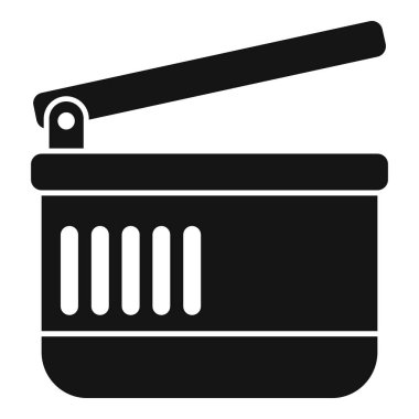 Boş bir alışveriş sepetinin silüeti kabzası yukarıda, bakkaliye ile doldurulmaya hazır.