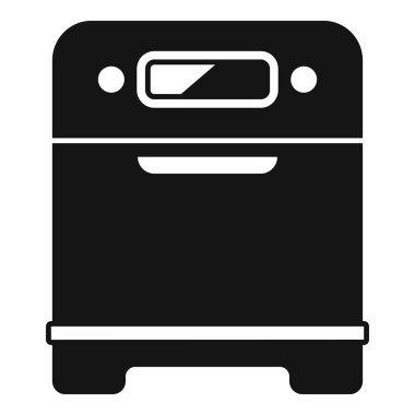 Modern bir bulaşık makinesinin siyah silueti tabak ve bulaşıkları temizliyor.