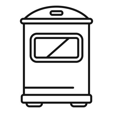 Toplu taşıma bekleyen yolcular için tasarlanmış cam pencereli modern bir otobüs durağı çizimi