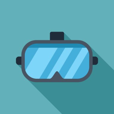 Vr kulaklık artırılmış gerçeklik deneyimi simülasyonu turkuaz arka planda uzun gölge