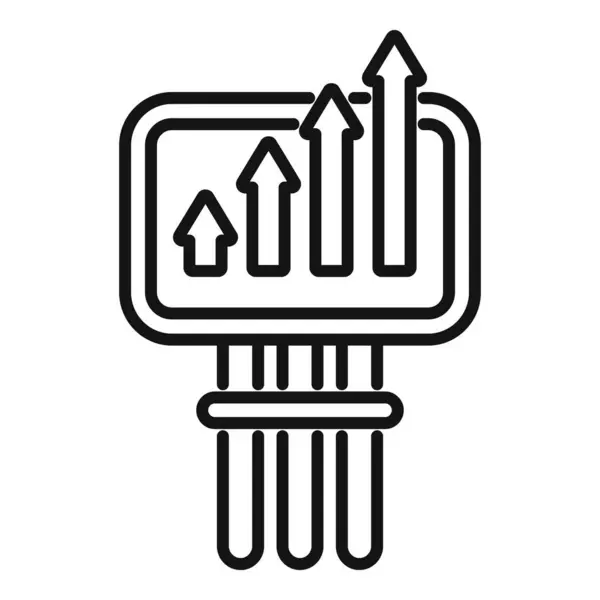 Stock vector Server room monitoring system is displaying increasing uptime, represented by upward trending arrows on a screen