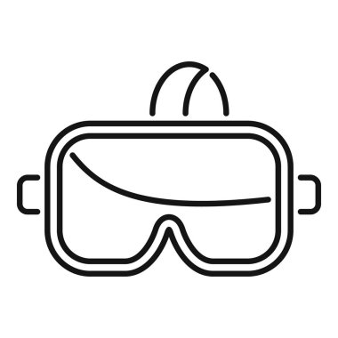 Laboratuvar ortamında bilimsel deneyler sırasında güvenlik için gerekli olan koruyucu gözlükleri temsil eden siyah ana hat simgesi