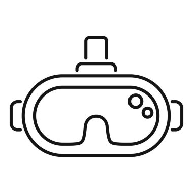 Sanal gerçeklik ve artırılmış gerçeklikle ilgili projeler için ideal bir VR kulaklığını temsil eden basit çizgi simgesi
