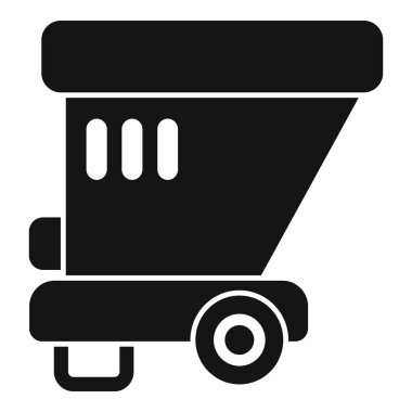 İnşaat alanına çimento taşıyan taşınabilir beton karıştırıcının siyah siluet simgesi