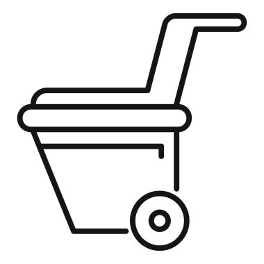 Tuğla, çimento ve diğer yapı malzemelerini taşımak için kullanılan bir inşaat arabasının basit çizgi simgesi