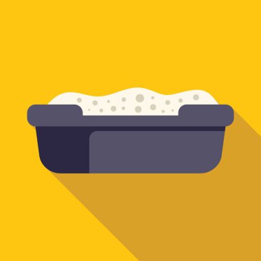 Kedi kumu dolu kümelenmiş kedi kumu, düz stil illüstrasyon