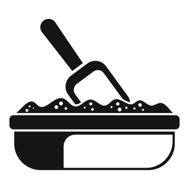 Kedi kumu kutusu için siyah sembol, hayvan hijyeni kavramları için ideal.