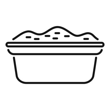 Kum dolu bir kum havuzunun çizgi simgesi, çocuklar için eğlenceli ve eğlenceli bir ortamı temsil ediyor