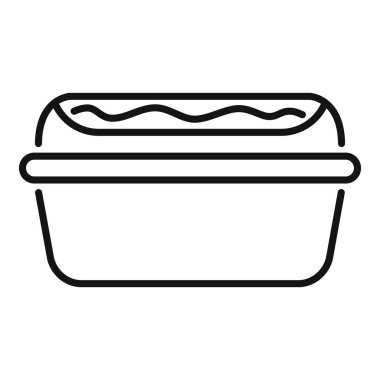 Yiyecek teslimatı için basit bir plastik konteynır çizimi ya da gıda dağıtım endüstrisini temsil eden paket servis.