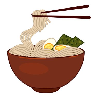 Buharda pişmiş erişteli ramen kasesi.