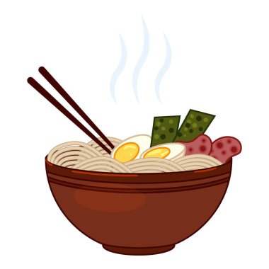 Lezzetli ramen erişteleri yenmeye hazır.