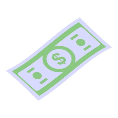 Bu illüstrasyon havada yüzen yeşil bir banknot gösteriyor, finansal kavramları sembolize ediyor.