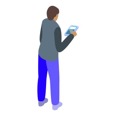 Ofis çalışanı, izometrik çizim yapan akıllı telefon uygulaması kullanıyor