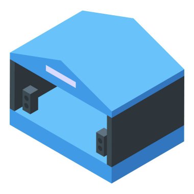 Hoparlörlü bir açık hava sahnesinin Isometric simgesi, müzik etkinlikleri, festivaller veya eğlence için mükemmel