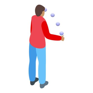 Havadaki birkaç topu hokkabazlık yapmaya odaklanan adam.