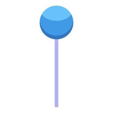 Çubuk simgesinde mavi lolipop şekeri, izometrik stil