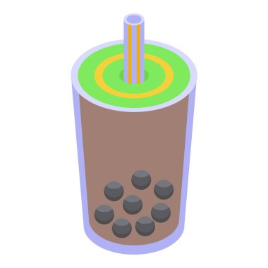 Canlandırıcı köpüklü çay içilen pipetin ikonu.