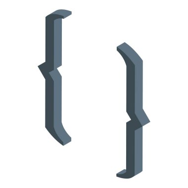 Genellikle bilgisayar programlama dillerinde kullanılan iki kıvrımlı parantezin 3D görüntülenmesi