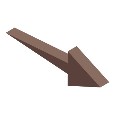 Aşağıya ve sola bakan ok üç boyutlu bir biçime sahip.