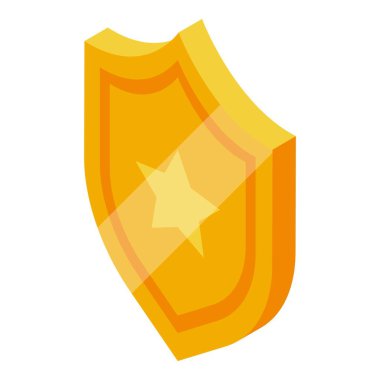 Parlak yıldızlı altın kalkan, gücü, korumayı ve güvenliği simgeliyor.