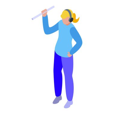 Ses mühendisi podcast kaydederken bir mikrofon tutuyor