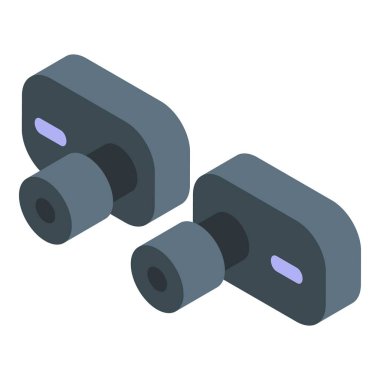 Kablosuz kulaklıklar beyaz arkaplanda ayrı ayrı izometrik görünümde yatar