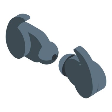 Beyaz arkaplanda duran bir çift kablosuz kulaklık, izometrik görünüm