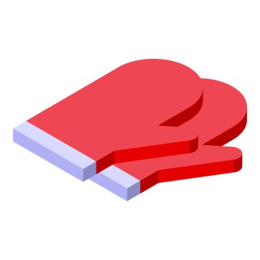 İki kırmızı fırın eldiveni beyaz arka planda, hafif gölgeli.