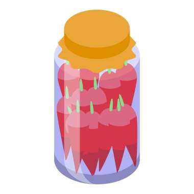 Korunmuş sebzelerle dolu cam kavanoz, sağlıklı beslenme ve yiyecek koruma ikonu