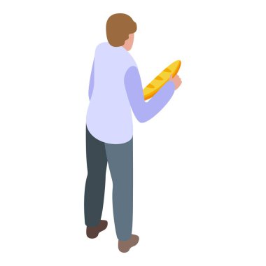 Baker elinde taze pişmiş bir somun ekmek tutuyor ve sıkı çalışmasının sonucunu sergiliyor.