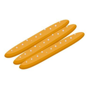 Tuzlu üç ekmek çubuğu beyaz arka planda yan yana uzanıyorlar.