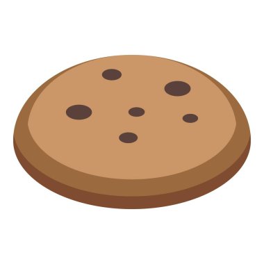 Yuvarlak kurabiye, beyaz arka planda çikolata parçaları var.