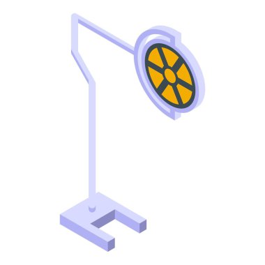 Muayene odasında duran cerrahi lamba, yaklaşan bir ameliyat için parlak bir ışık tutuyor.