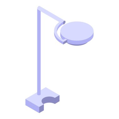 Zeminde duran tıbbi lamba parlak bir ışık ve sağlık hizmeti konseptiyle parlıyor.