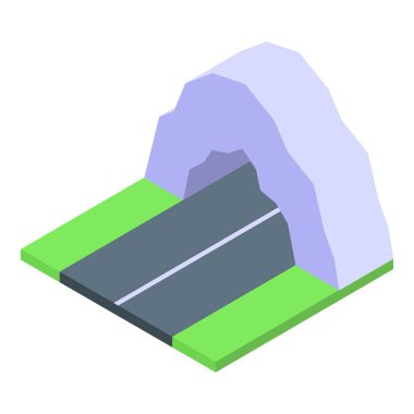 Asfalt yolu dağdaki kemerli bir tünelin altından geçiyor.